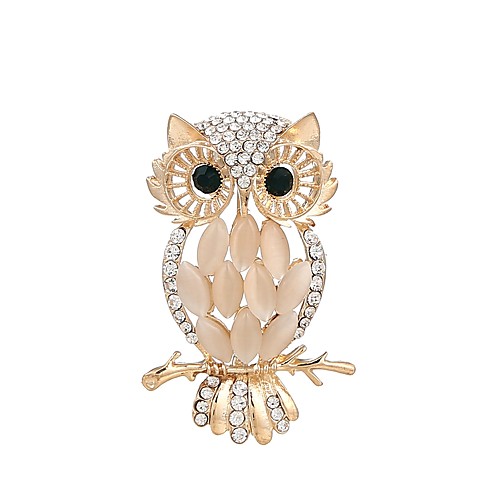 

Women's Cubic Zirconia Brooches Owl Ladies Rhinestone Brooch Jewelry Gold For Ceremony Office & Career