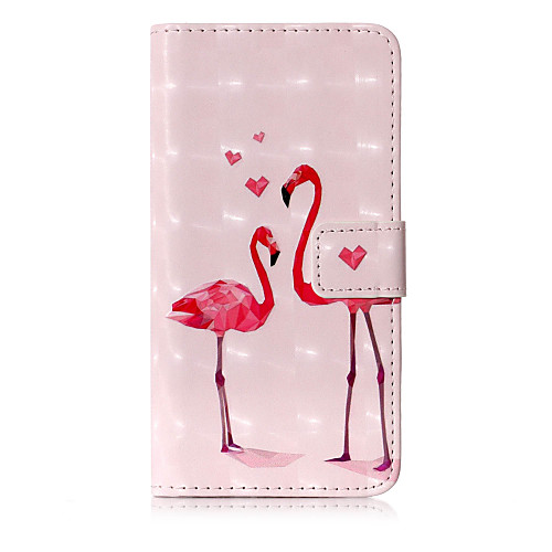 

Case For Apple iPhone X / iPhone 8 Plus / iPhone 8 Wallet / Card Holder / with Stand Full Body Cases Flamingo / Animal Hard PU Leather