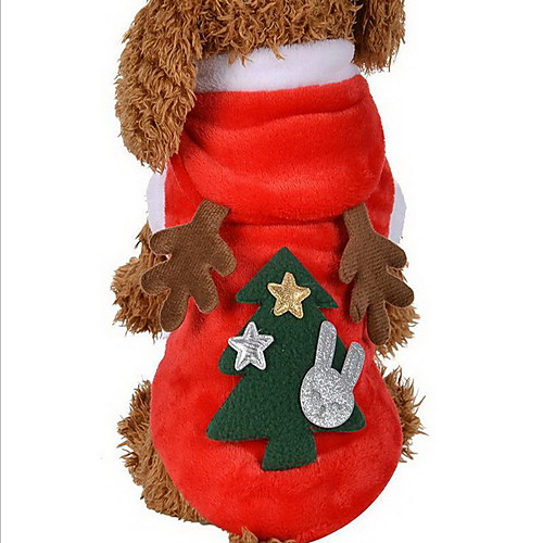 

Cat Dog Costume Hoodie Winter Dog Clothes Red Costume Terylene Reindeer Cosplay Christmas XS S M L XL