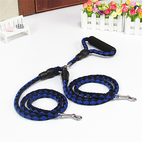 

Dog Leash Double Dog Leash Foldable Color Block Nylon Red Blue Orange