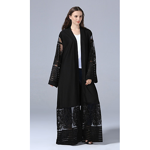 

Women's Shift Dress Maxi long Dress Black Long Sleeve Solid Colored Fall Round Neck Boho Party Loose S M L XL