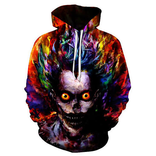 

Men's Plus Size Hoodie Sweatshirt 3D Skull Hooded Halloween Daily Weekend Punk & Gothic Hoodies Sweatshirts Long Sleeve Loose Red / Fall / Winter