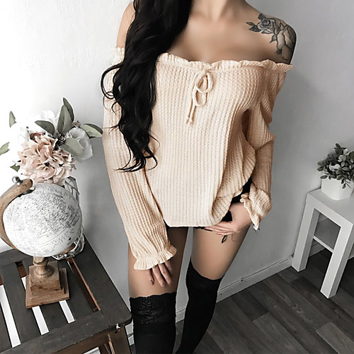 

Women's T shirt Solid Colored Long Sleeve Daily Tops Active Streetwear Sophisticated Khaki