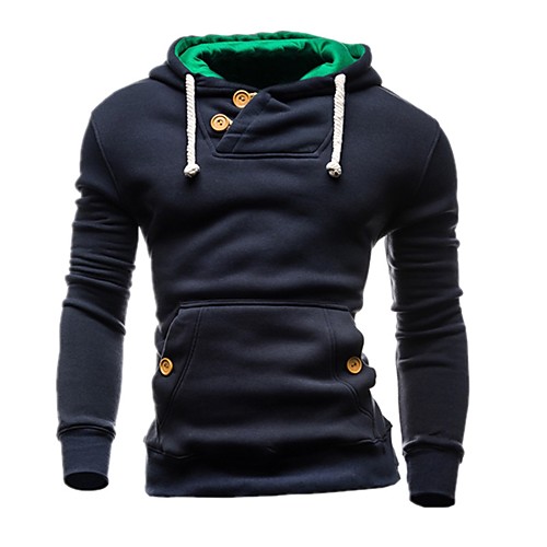 

Men's Hoodie Solid Colored Cut Out Hooded Daily Sports Weekend Active Hoodies Sweatshirts Long Sleeve Slim Light gray Navy Blue / Winter