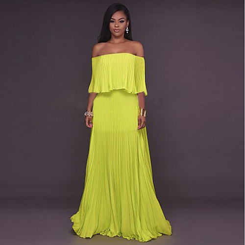

Women's Swing Dress Knee Length Dress Yellow White Half Sleeve Solid Colored Fall Spring Off Shoulder Loose Off Shoulder S M L XL