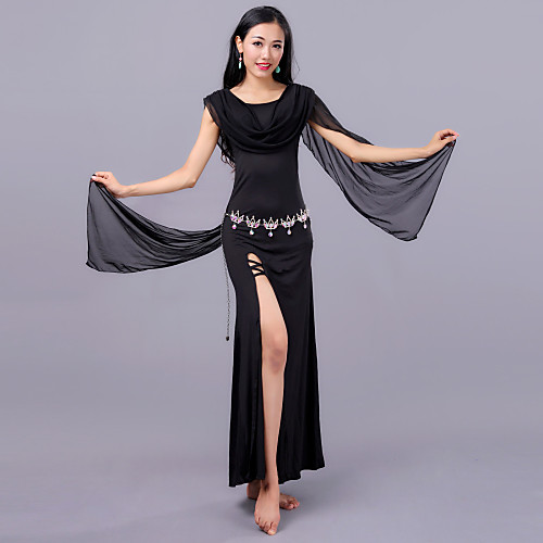 

Belly Dance Dress Tiered Women's Training Dropped Tulle Milk Fiber