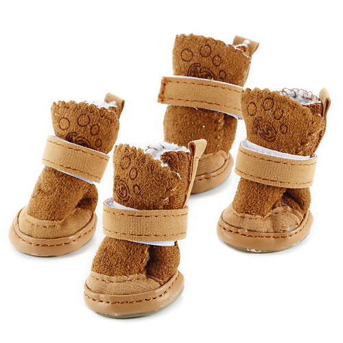 

Dog Boots / Shoes Snow Boots Puppy Clothes Solid Colored Fashion Keep Warm Winter Dog Clothes Puppy Clothes Dog Outfits Pink Brown Costume for Girl and Boy Dog Cotton S M L XL