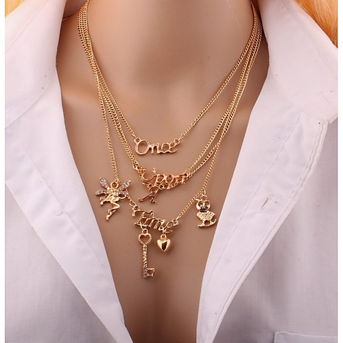 

Women's Layered Necklace Simple Elegant Rhinestone Alloy Gold Necklace Jewelry For Daily Going out