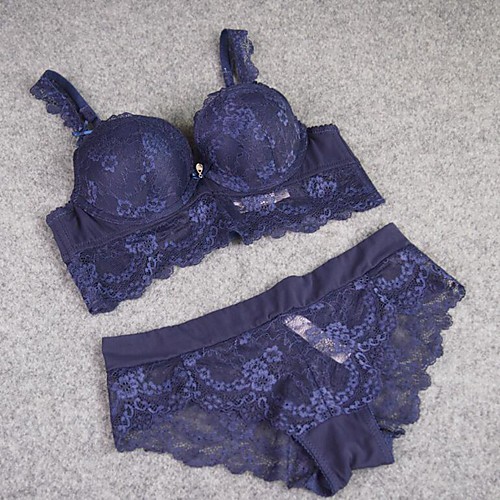 

Women's Bra & Panty Set Lace Bras Lace Solid Colored Blue