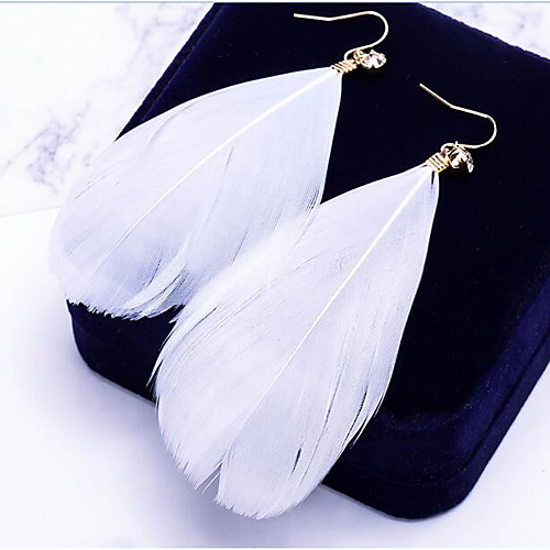 

Women's Drop Earrings Dangle Earrings Leaf Feather Ladies Bohemian Oversized Boho Feather Earrings Jewelry White / Blue / Pink For Street Daily