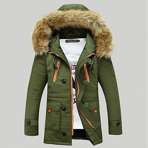 

Men's Parka Daily Winter Long Coat Regular Fit Streetwear Punk & Gothic Jacket Long Sleeve Solid Colored Army Green Black / Plus Size / Faux Fur / Color Block / Plus Size / Military