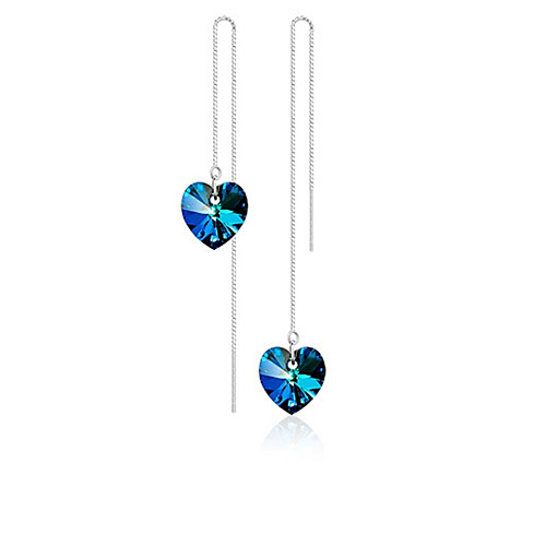 

Women's Crystal Drop Earrings Heart Ladies Elegant Sweet Crystal Earrings Jewelry Royal Blue For Daily Ceremony