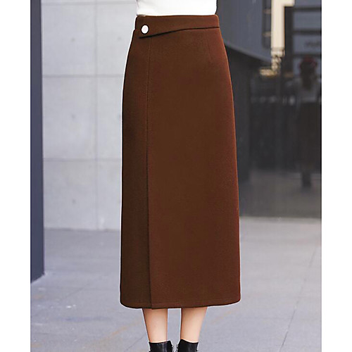 

Women's Going out Basic Chic & Modern Skirts Solid Colored Black Orange Brown