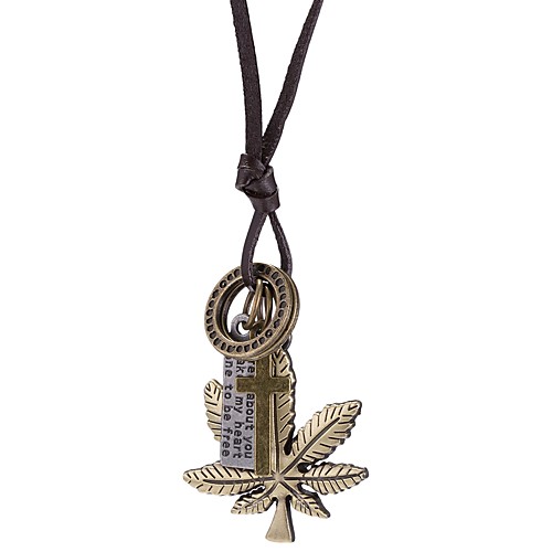 

Women's Men's Statement Necklace Leaf Vintage Leather Alloy Bronze Necklace Jewelry For Casual Daily