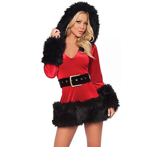 

Santa Suit Costume Women's Vacation Dress Christmas Polyster Dress / Belt / Hat