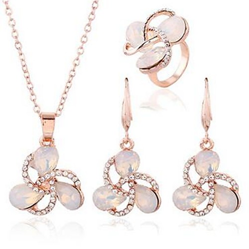 

Women's Opal Drop Earrings Necklace Flower Ladies Classic Elegant Fashion everyday Imitation Diamond Earrings Jewelry Gold For Daily