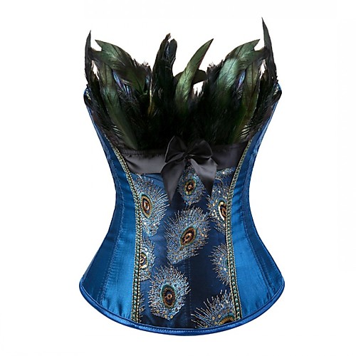 

Women's Plus Size Print Embroidered Animal Overbust Corset Blue Big Size S M L XL XXL