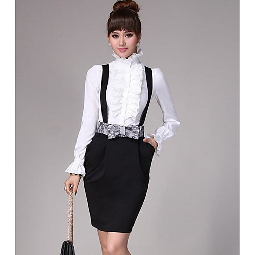 

Women's Shirt Solid Colored Long Sleeve Tops Streetwear White Black
