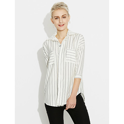 

Women's Shirt Striped Going out Tops Cotton White Black