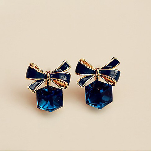 

Women's Sapphire Crystal Stud Earrings Geometrical Ladies Elegant Sweet Crystal Earrings Jewelry Royal Blue For Party Gift