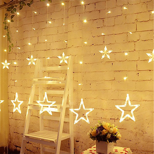 

LED Star Curtain Window Lights 8 Modes with 12 Stars 138 LEDs Waterproof Linkable Curtain String Lights for Christmas Halloween Holidays Wedding Bedroom Indoor Outdoor Décor