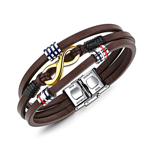 

Men's Wrap Bracelet Geometrical Leather Bracelet Jewelry Brown For Daily Formal