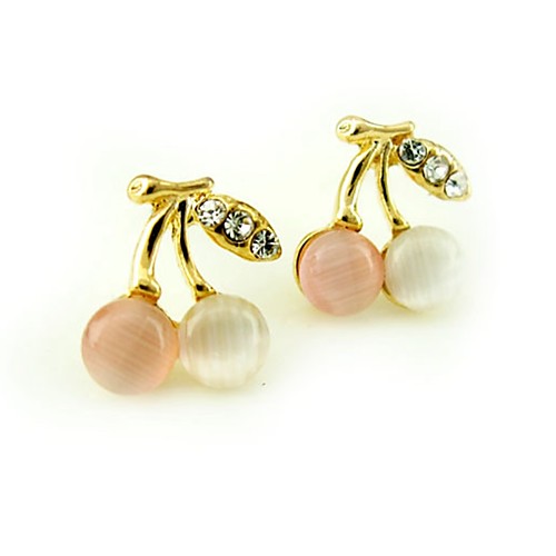 

Women's Stud Earrings Cherry Classic Sweet Opal Imitation Diamond Earrings Jewelry Gold For Daily
