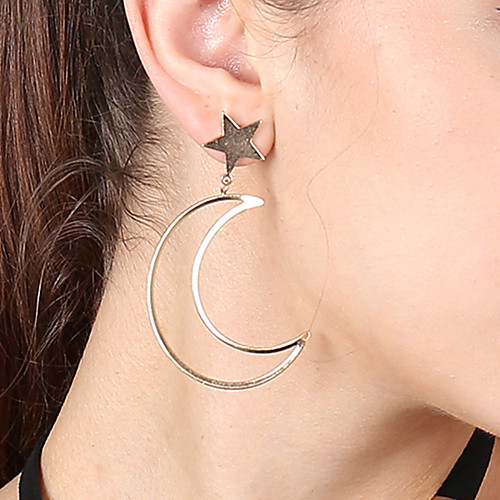 

Women's Drop Earrings Hoop Earrings Moon Star Elegant Earrings Jewelry Gold / Silver For Party Festival