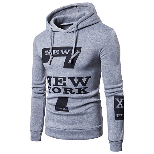 

Men's Hoodie Graphic Text Letter Print Hooded Daily Weekend Active Hoodies Sweatshirts Long Sleeve White Light gray Black