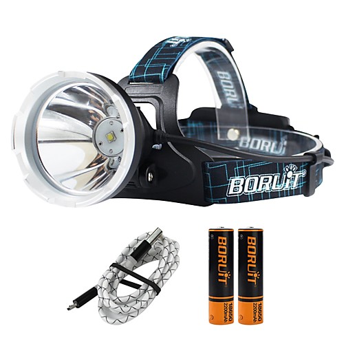 

Boruit B10 Headlamps 1200 lm LED 1 Emitters 4 Mode with Batteries and USB Cable Professional Adjustable Camping / Hiking / Caving Everyday Use Police / Military Black / Aluminum Alloy