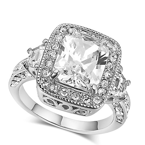 

Band Ring Cubic Zirconia Halo Silver Zircon Silver Princess Crown Elegant Fashion Vintage One-piece Suit 5 6 7 8 9 / Women's