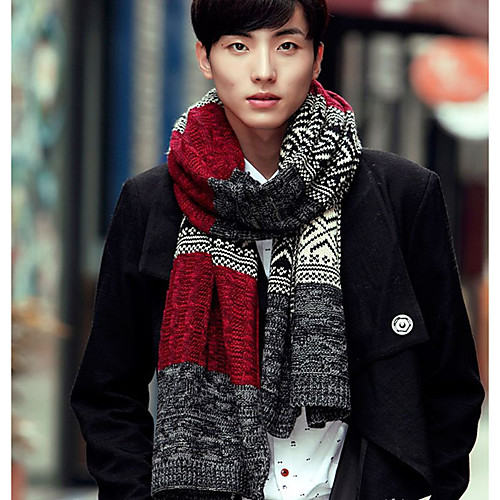 

Men's Rectangle Scarf Weekend Knitwear Scarf Lattice / Fall / Winter