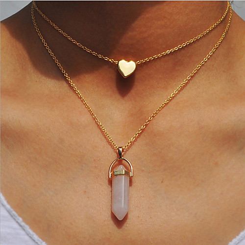 

Women's Natural Stone Pendant Necklace Heart Ladies Simple Sweet Resin Alloy Turquoise Purple Light Green Pink White Necklace Jewelry For Birthday Gift Casual Daily Evening Party