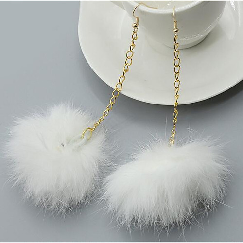 

Women's Drop Earrings Hoop Earrings Ball Feather Oversized Earrings Jewelry Black / Fuchsia / Red For Daily Street