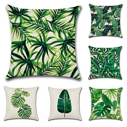 

6 pcs Cotton / Linen Pillow Cover Pillow Case, Botanical Novelty Classic Classical Retro Traditional / Classic