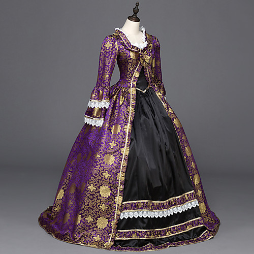 

Maria Antonietta Punk Lolita Rococo Victorian 18th Century Vacation Dress Dress Party Costume Masquerade Prom Dress Women's Girls' Satin Costume Purple Vintage Cosplay Party Prom Long Sleeve Floor