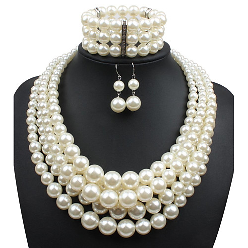 

Women's Pearl Jewelry Set Statement Ladies Imitation Pearl Earrings Jewelry Beige For Casual Evening Party Prom / Necklace