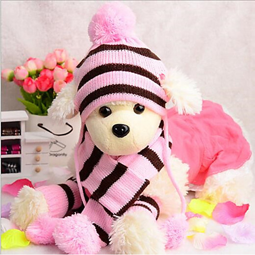 

Cat Dog Hoodie Hats, Caps & Bandanas Dog Scarf Winter Dog Clothes Rainbow Yellow Pink Costume Other Material Stripes New Casual / Daily Keep Warm S M L
