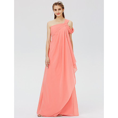 

Ball Gown / A-Line One Shoulder Floor Length Chiffon Bridesmaid Dress with Criss Cross / Pleats