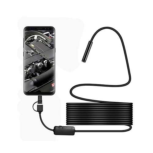 

3 in 1 USB Endoscope Waterproof IP67 8mm Lens 5m Hardwire Borescop Inspection Camera Snake Video Cam with 6 LED for Android PC