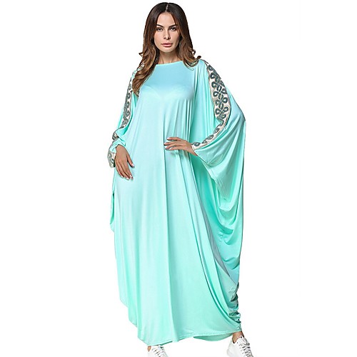 

Women's Tunic Maxi long Dress Light Green Long Sleeve Solid Colored Round Neck Oversized One-Size