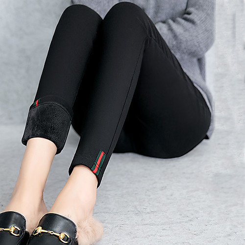 

Women's Sexy Solid Color Fleece Lined Legging Solid Colored Modern Style Natural Black S M L / Skinny