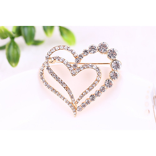 

Women's Brooches Heart Simple Basic Rhinestone Brooch Jewelry Gold For Daily Going out