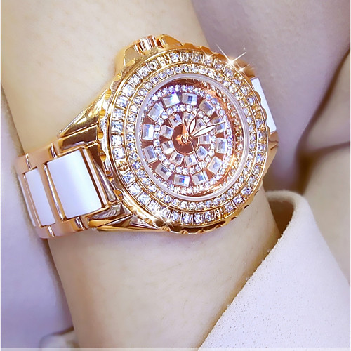 

Women's Wrist Watch Diamond Watch Gold Watch Japanese Quartz Stainless Steel Ceramic White / Silver / Gold 30 m Casual Watch Analog Ladies Charm - Rose Gold Gold Silver