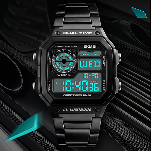 

SKMEI Couple's Sport Watch Digital Digital Luxury Water Resistant / Waterproof Calendar / date / day Dual Time Zones / Stainless Steel