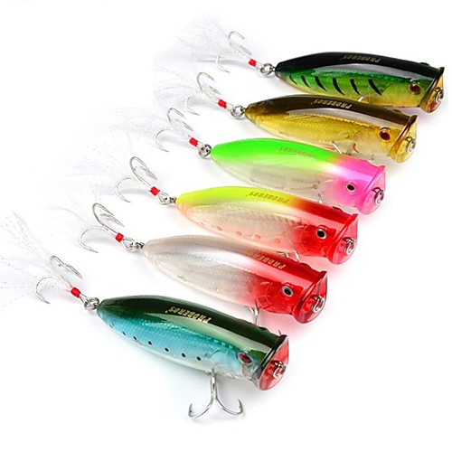 

6 pcs Fishing Lures Popper Classic Generic Sinking Bass Trout Pike Sea Fishing Lure Fishing Trolling & Boat Fishing
