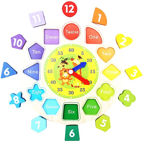 

Wooden Clock Toy Shape Sorter Toy Educational Toy School Kids New Design Animal Monogram Kid's Toy Gift