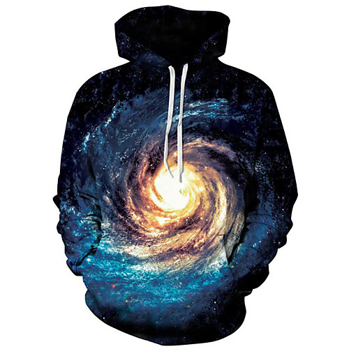 

Men's Plus Size Hoodie Galaxy 3D Hooded Daily Hoodies Sweatshirts Long Sleeve Blue / Winter / Spring