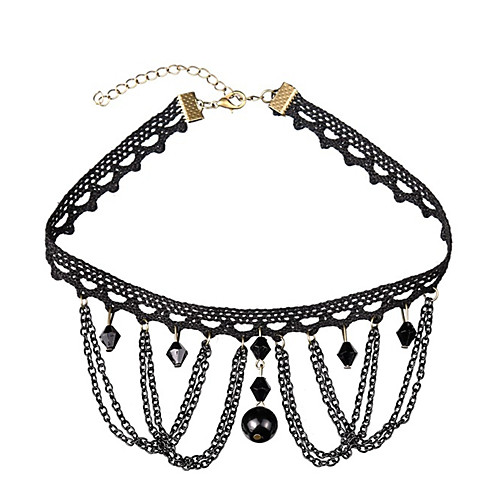 

Women's Cubic Zirconia Choker Necklace Simple Fashion Zircon Lace Alloy Black Necklace Jewelry One-piece Suit For Daily