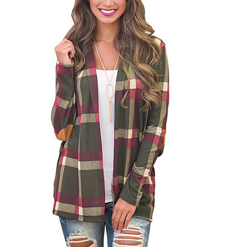 

Women's Shirt Plaid Color Block Geometric Long Sleeve Going out Tops Cotton Streetwear Boho Purple Red Green